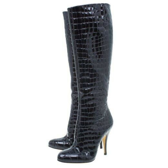 Giuseppe Zanotti Shoes - Giuseppe Zanotti Croc Embossed Over Knee Boots